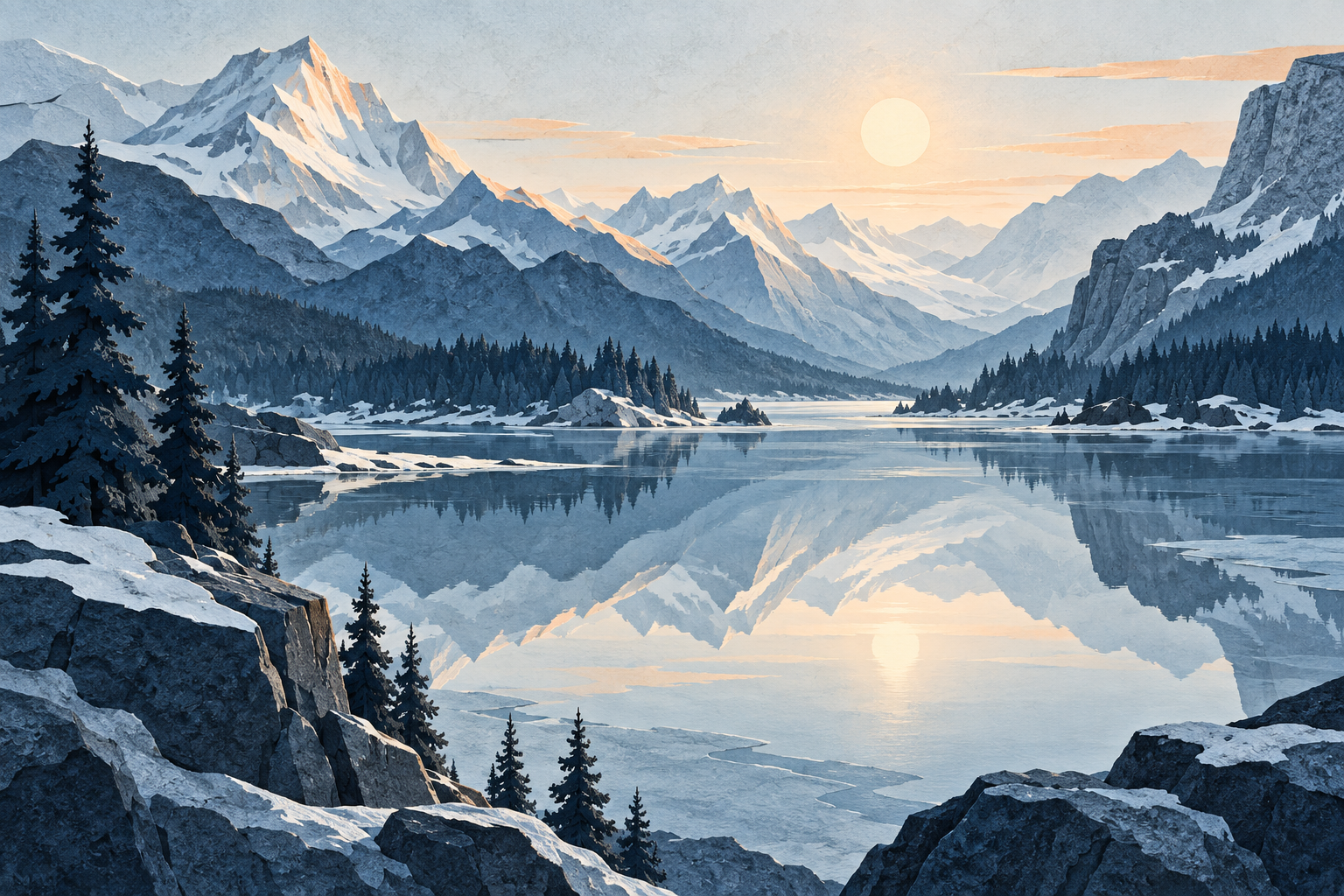 Reflective mountain water